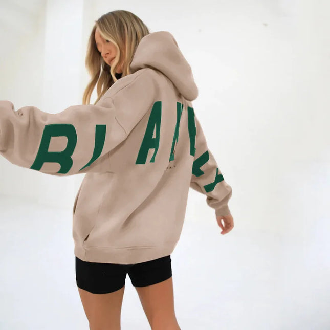 European American Fashion Printed Thick Loose Hoodie