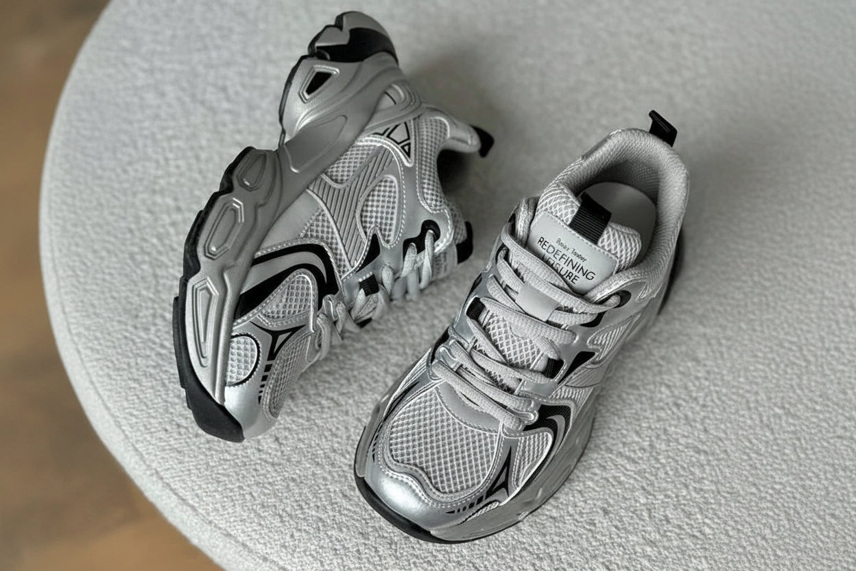 BeauToday Mesh Patchwork Chunky Sole Lace-Up Sneakers for Women