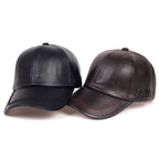 Solid Genuine Leather Snapback Baseball Cap-HighTouch