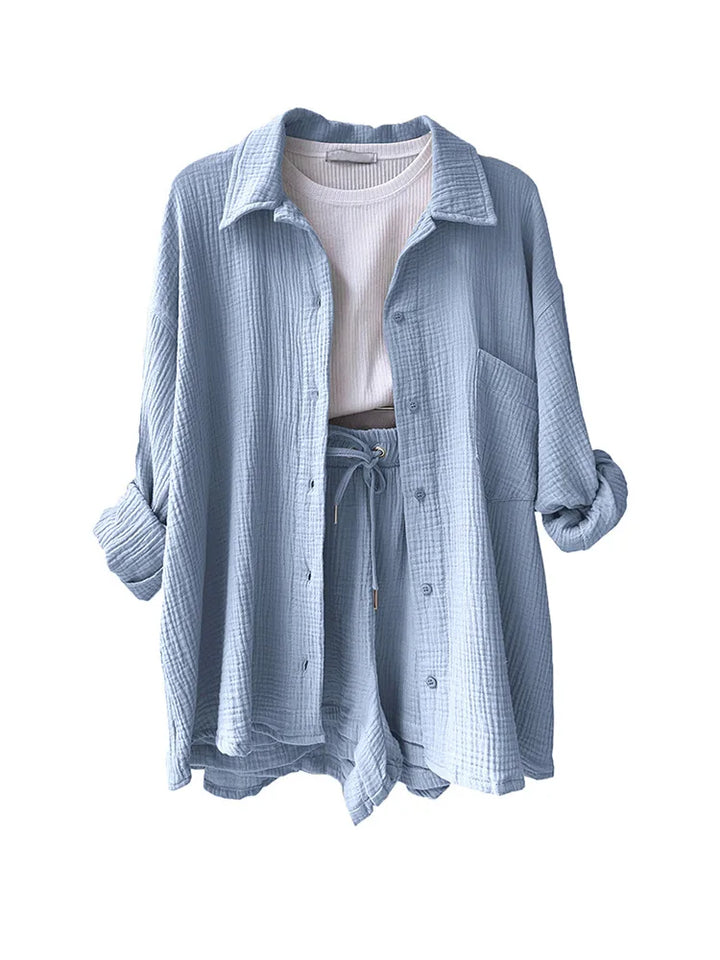 Effortless Summer Two-Piece Muslin Suit Set – Chic, Lightweight & Polished-HighTouch