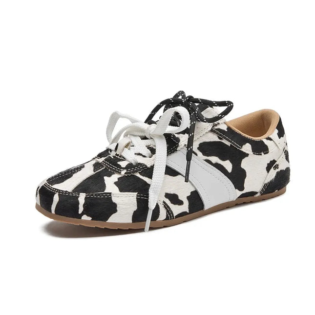 Women’s Leather & Horse Hair Lace-Up Sneakers