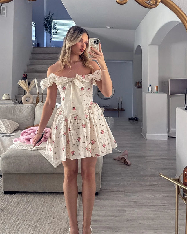 One‑Shoulder Bow‑Tie Lace Party Dress