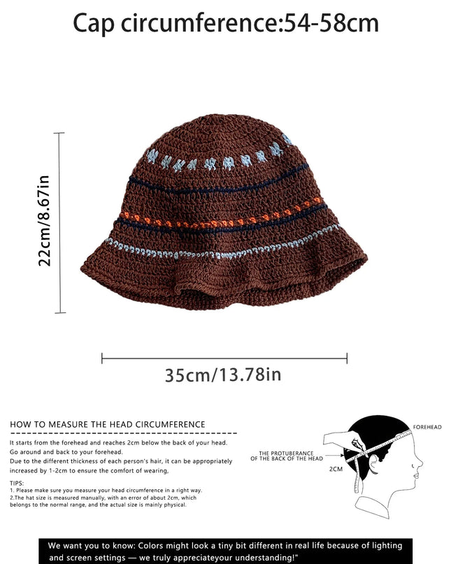 Women's Contrast Striped Knitted Fisherman Bucket Hat