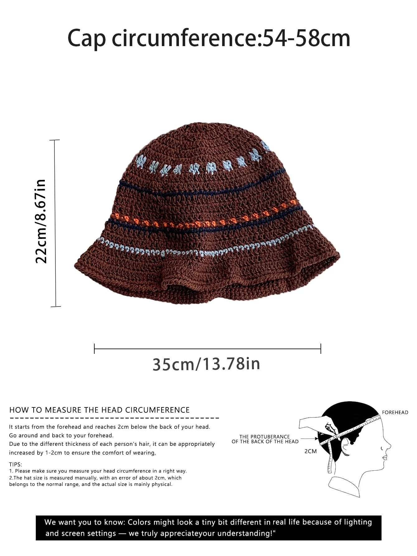 Women's Contrast Striped Knitted Fisherman Bucket Hat