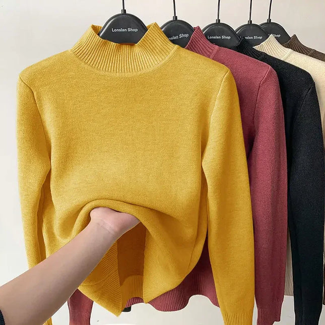 Fleece Half-Turtleneck Sweater – Cozy Knit Pullover for Autumn & Winter
