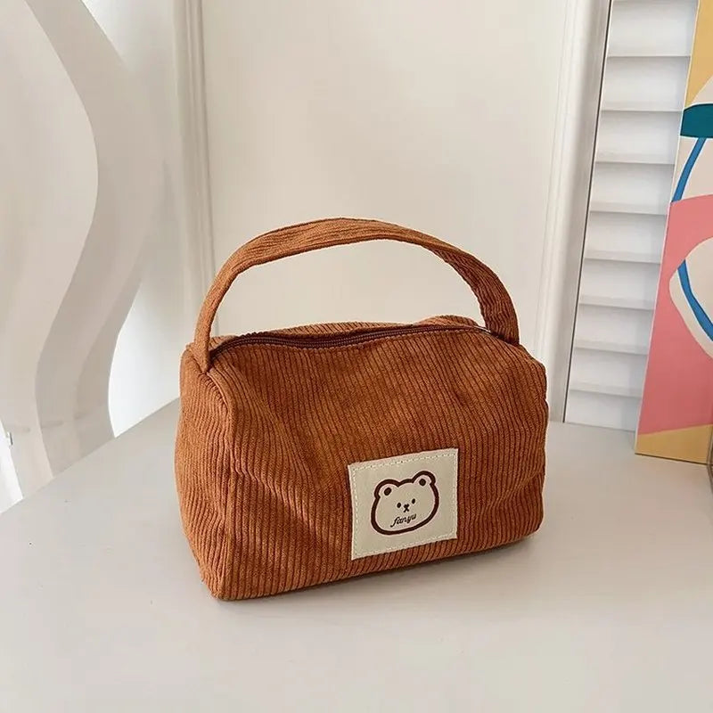 Large Capacity Makeup Bag for Women - Soft Plush Cosmetic Organizer