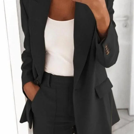 Plus-Size Women’s Casual Blazer S–5XL – Long Sleeve Solid Work Jacket