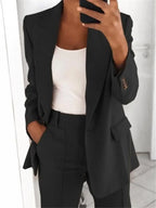 Plus-Size Women’s Casual Blazer S–5XL – Long Sleeve Solid Work Jacket-HighTouch