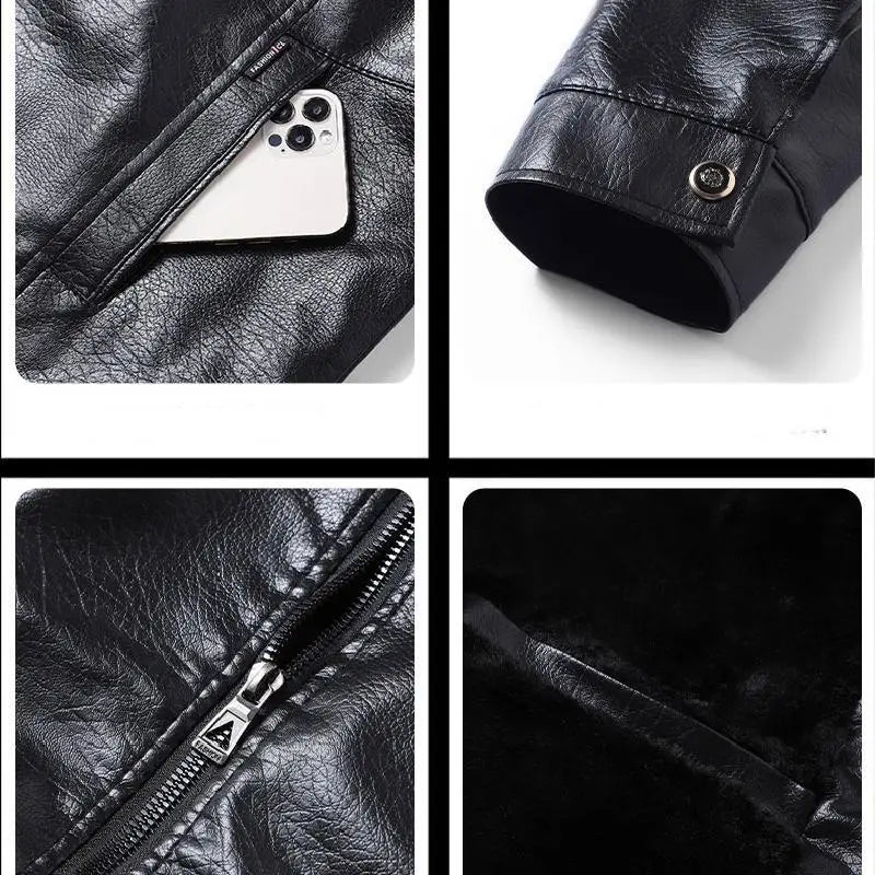 Men’s Fleece-Lined Biker Jacket-HighTouch