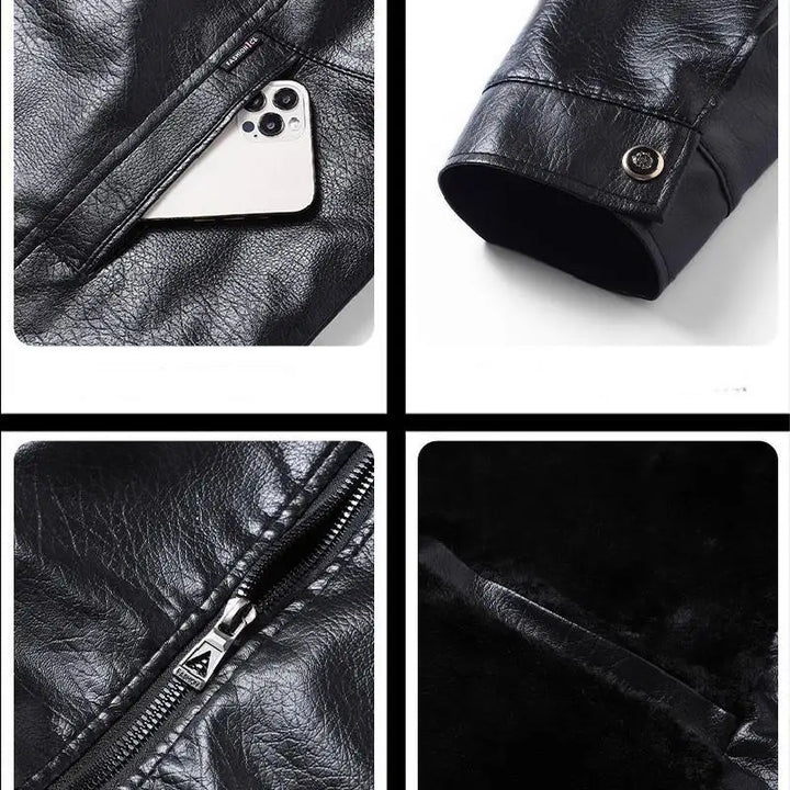 Men’s Fleece-Lined Biker Jacket-HighTouch