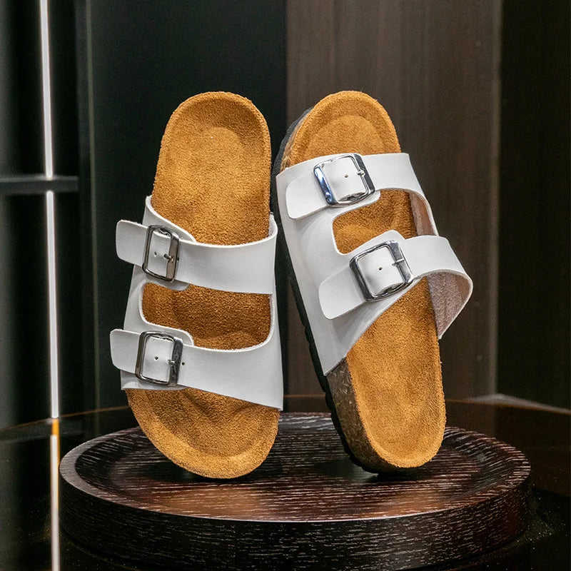 Women's Classic Cork Sandals with Adjustable Buckles – Summer Comfort Slides-HighTouch