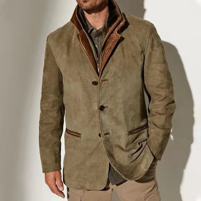 Retro Patchwork Lapel Jacket Men