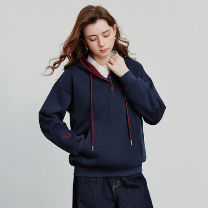 Women’s Embroidered Contrast Color Hoodie