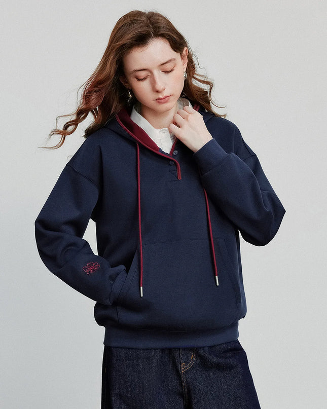 Women’s Embroidered Contrast Color Hoodie