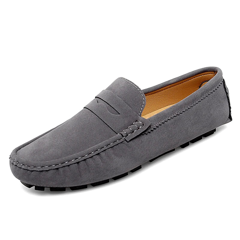 Soft Suede & Leather Slip-On Loafers-HighTouch