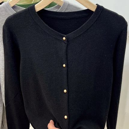 Cozy Chic Long‑Sleeve Open‑Front Knit Cardigan – For Spring & Autumn