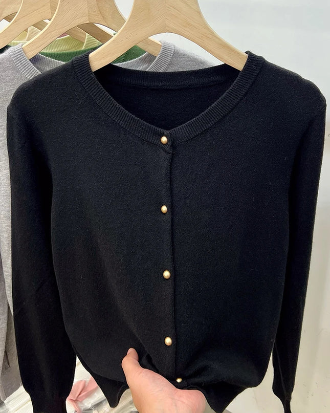 Cozy Chic Long‑Sleeve Open‑Front Knit Cardigan – For Spring & Autumn