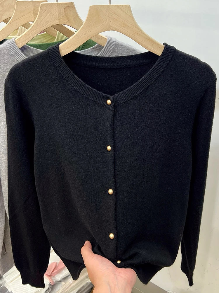 Cozy Chic Long‑Sleeve Open‑Front Knit Cardigan – For Spring & Autumn-HighTouch