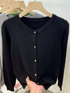 Cozy Chic Long‑Sleeve Open‑Front Knit Cardigan – For Spring & Autumn-HighTouch