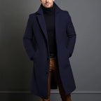 Men’s Luxe Wool Trenchcoat – Mid-Long Warm Business Overcoat-HighTouch