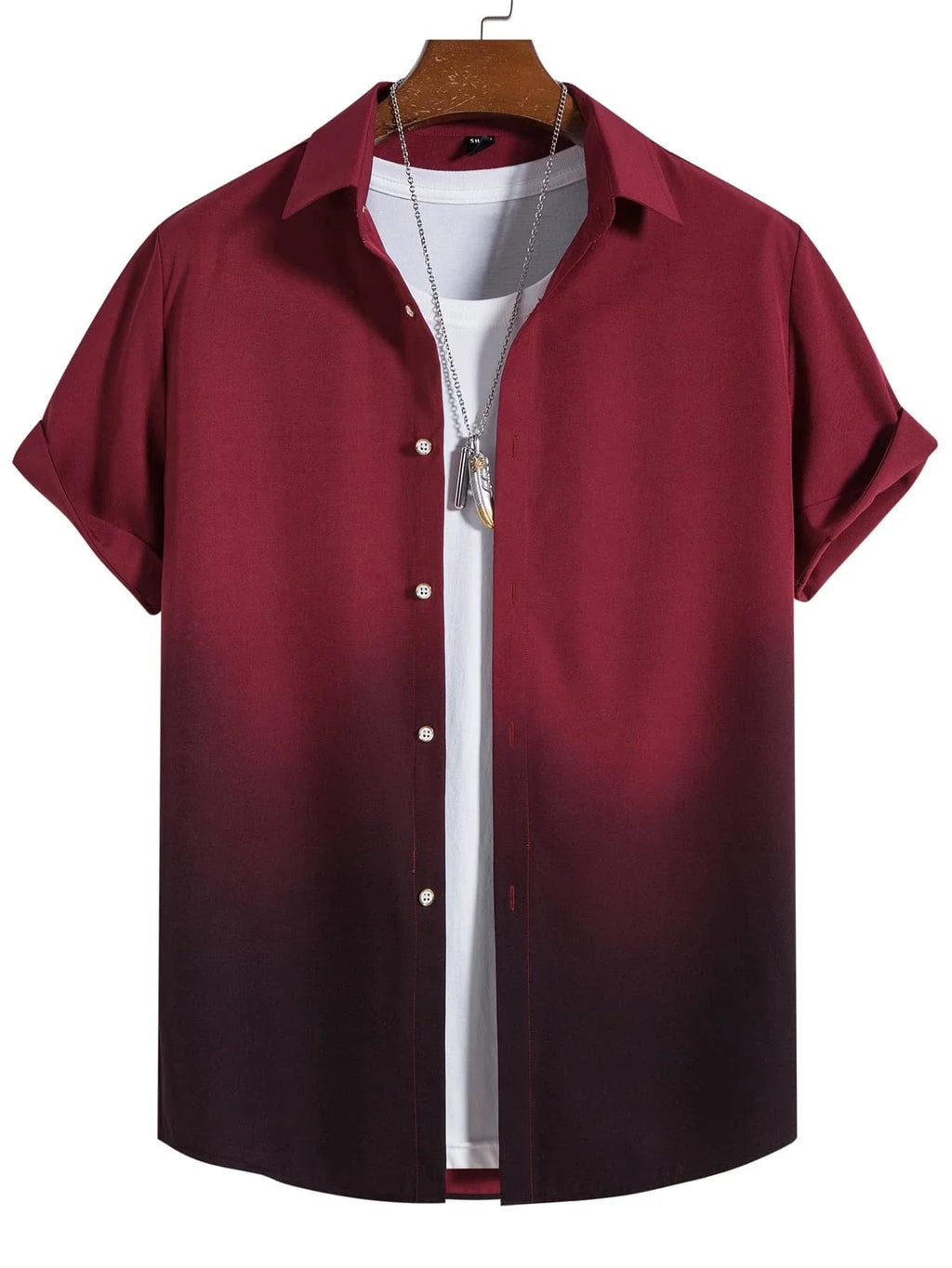 Men’s Gradient 3D Print Short Sleeve Shirt-HighTouch