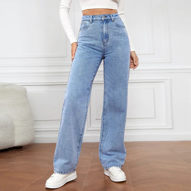 High Waist Retro Baggy Straight Jeans for Women's