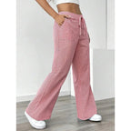 Women’s High-Waisted Loose Wide-Leg Striped Trousers-HighTouch