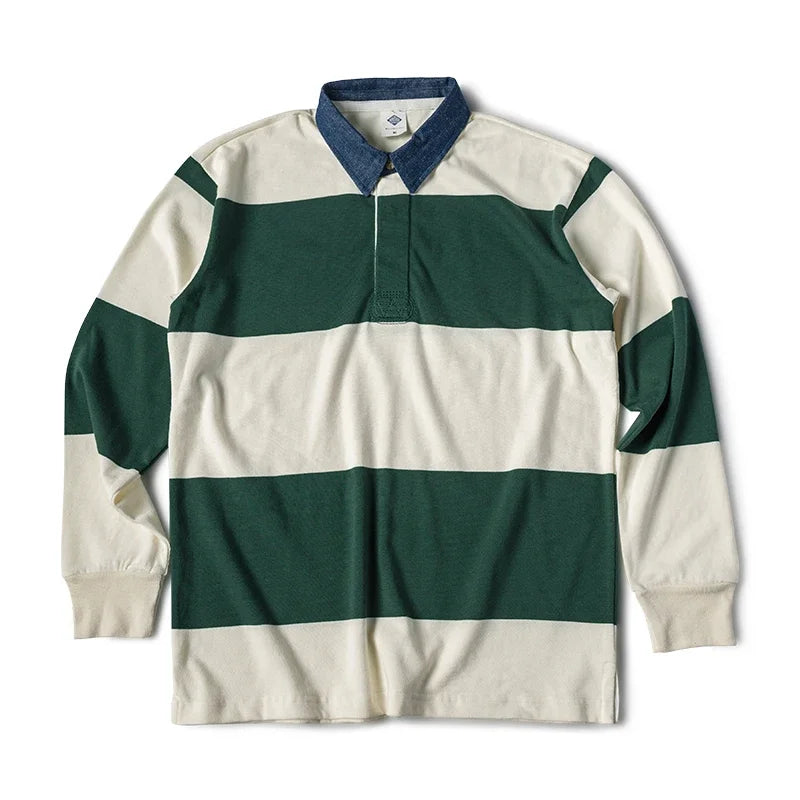 Vintage Campus Striped Button-Down Polo Tee – Ivy Prep Long Sleeve