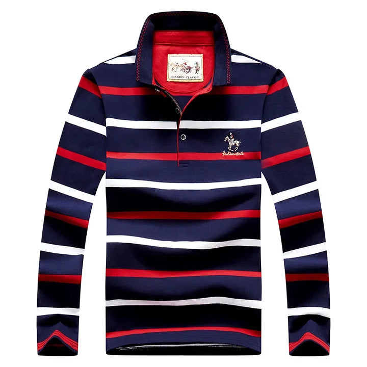 Spring Men Polo Shirt Cotton Long Sleeve Stripe Polo Shirt Men Autumn Embroidery Casual Fashion Polo Shirt Business T-shirts Men-HighTouch