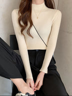 Women’s Stretch Knit Pullover Sweater – Slim Fit Casual Top-HighTouch