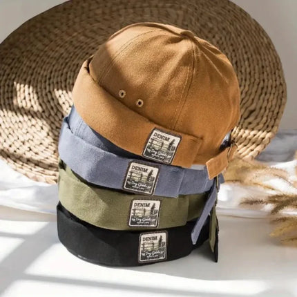Vintage Washed Cotton Dome / Melon Brimless Cap – Unisex Adjustable
