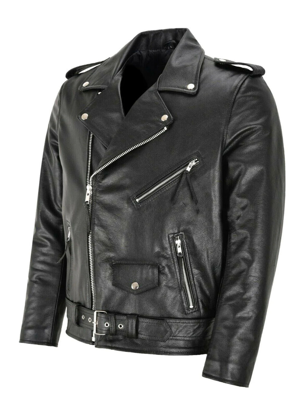 Men’s Slim-Fit PU Leather Motorcycle Jacket-HighTouch
