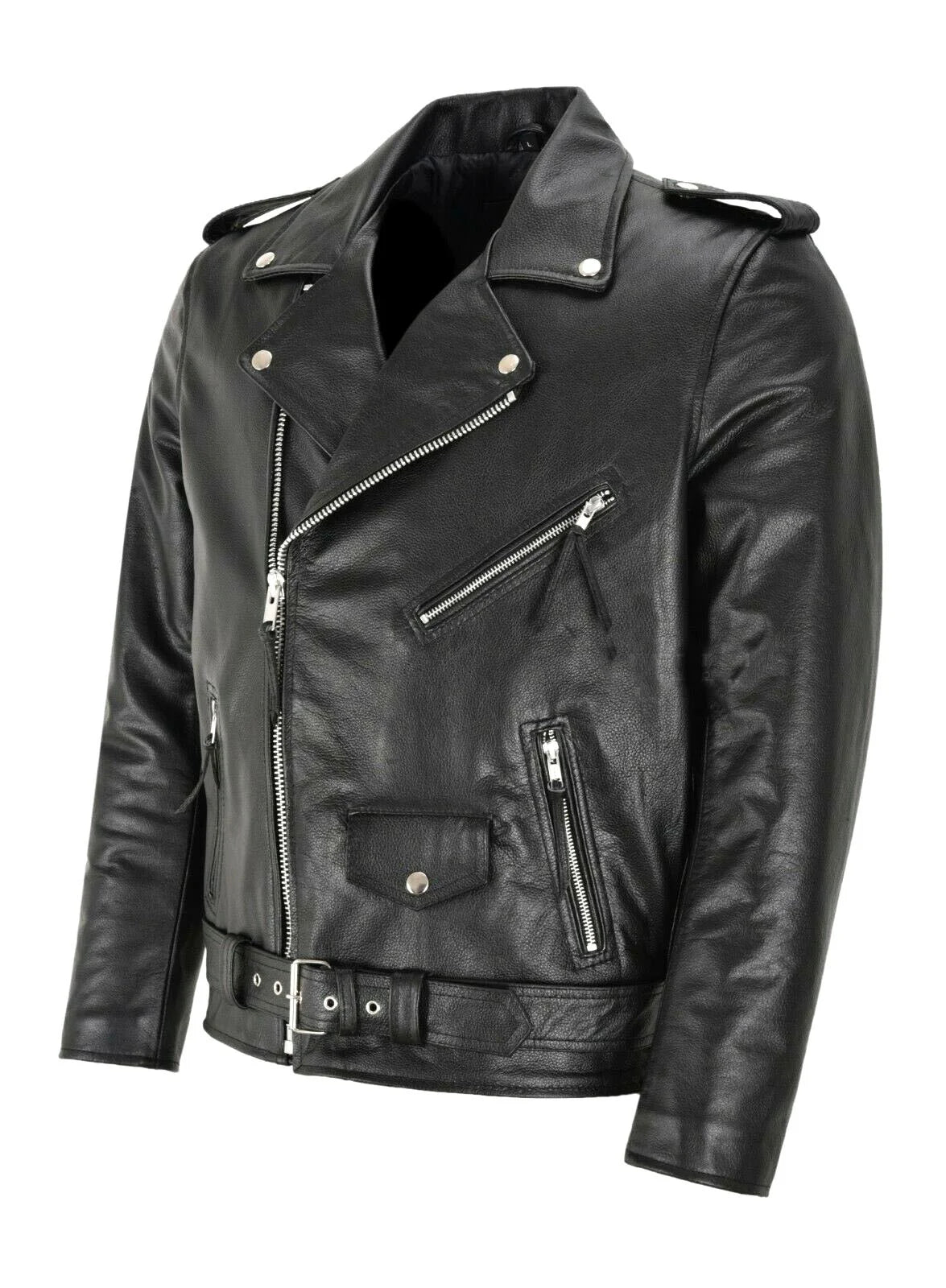 Men’s Slim-Fit PU Leather Motorcycle Jacket-HighTouch