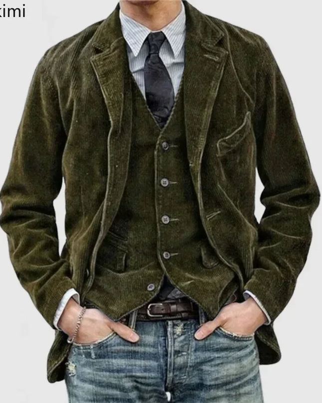Corduroy Shoulder-Pad Jacket Men