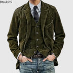 Corduroy Shoulder-Pad Jacket Men-HighTouch