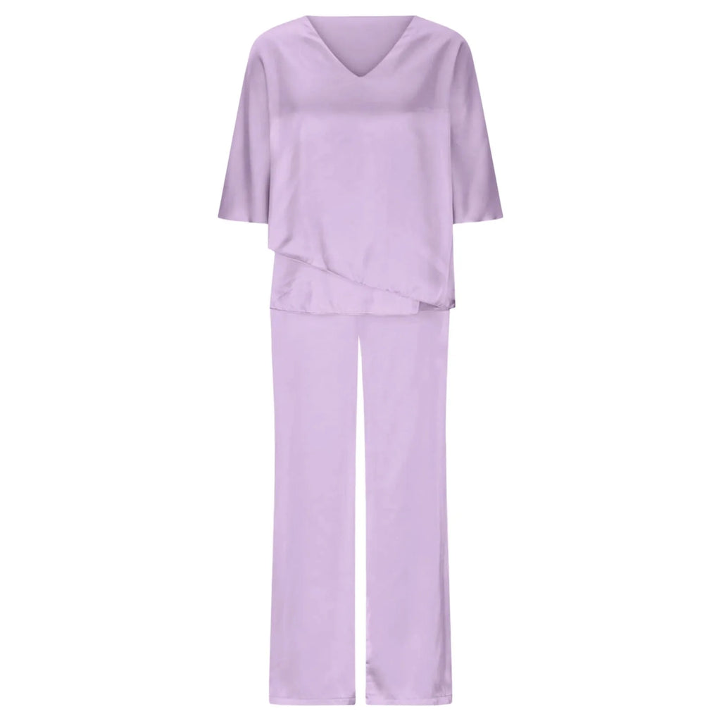 Pants Suit Two Piece Set Soild Female Outfit Summer
