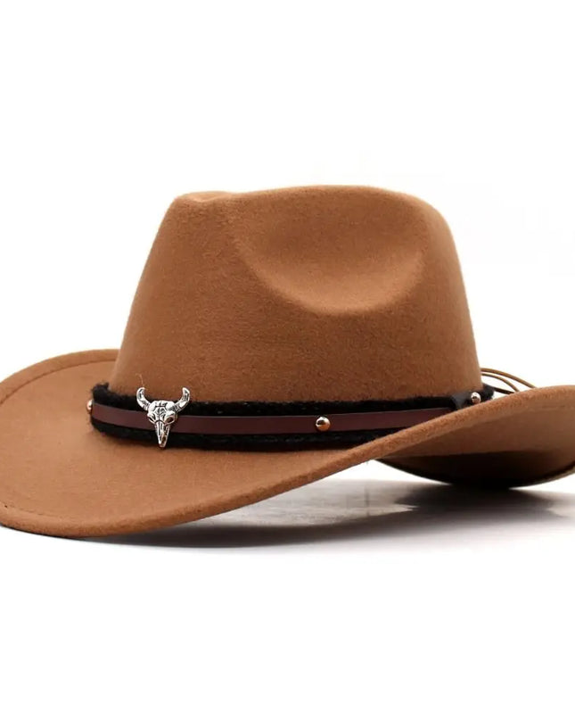 Western Cowboy Hat – Jazz Knight felt hat with bull-shaped décor