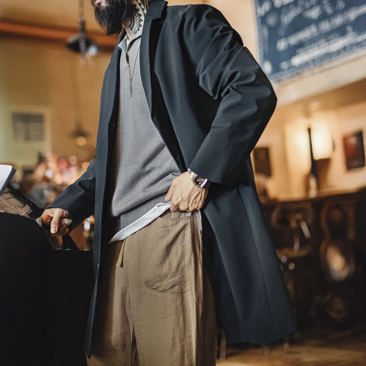 Maden Vintage Mid-Long Men’s Trench Coat-HighTouch