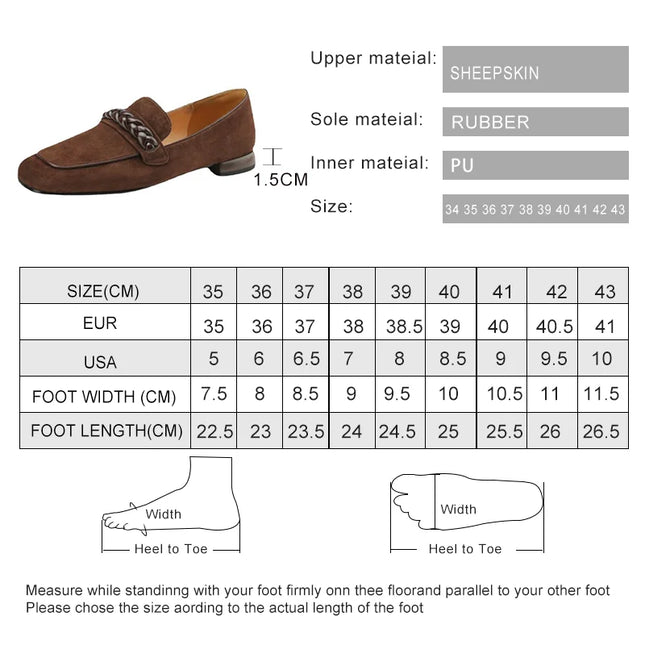 Genuine Leather Square-Toe Women’s Loafers