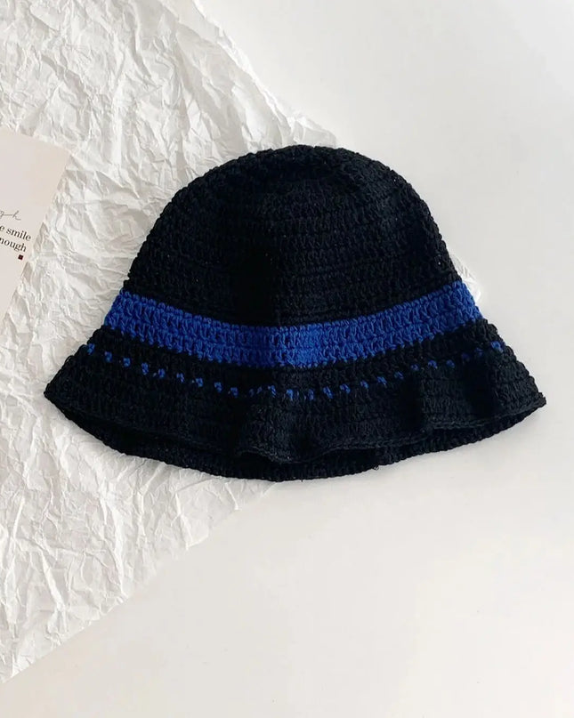 Women's Contrast Striped Knitted Fisherman Bucket Hat