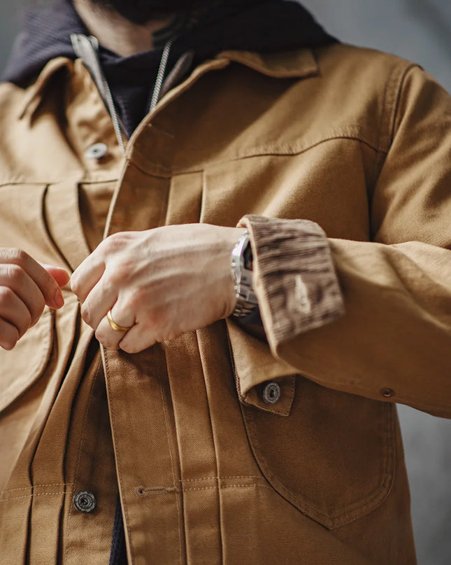 Vintage Canvas Rancher Jacket Men – Heavyweight Khaki Utility Coat