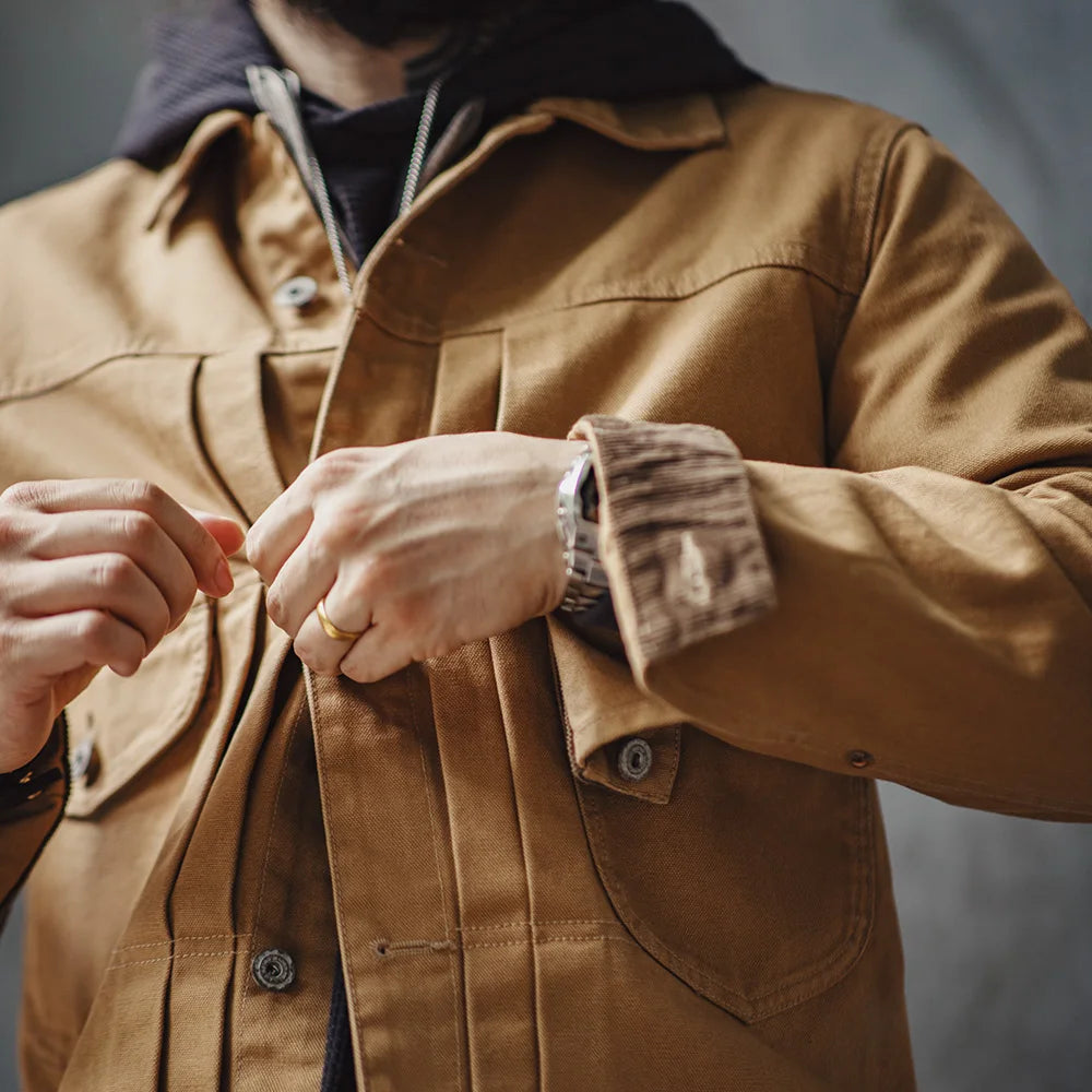 Vintage Canvas Rancher Jacket Men – Heavyweight Khaki Utility Coat