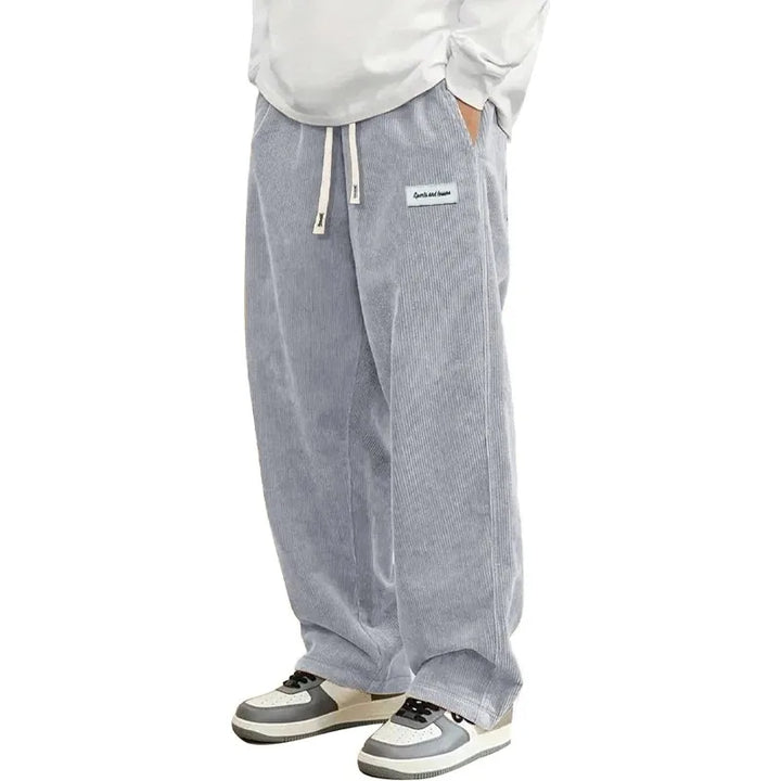 Men’s Loose Fit Corduroy Baggy Trousers-HighTouch