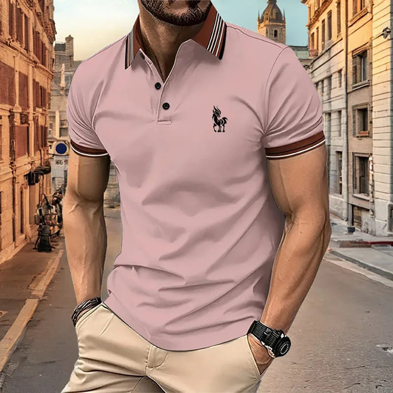 Lightweight Men’s Summer Polo – Breathable, Button-Collar Casual Top