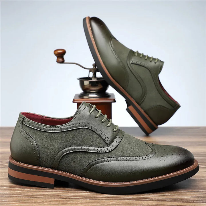 Men's Two-Tone Brogue Oxford Shoes | Classic Leather Spectator Shoes