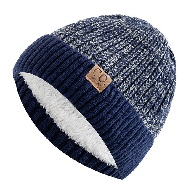 Unisex Two-Tone Fur-Lined Knit Beanie
