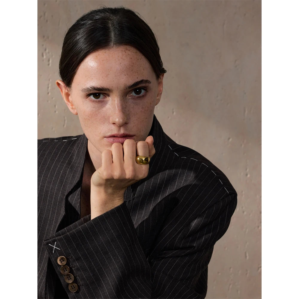 Textured Thick Stainless Steel Ring – 18K PVD Gold Plated