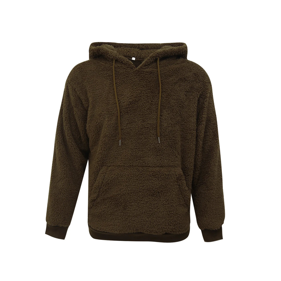 Men's Sherpa Fuzzy Pullover Hoodie-HighTouch