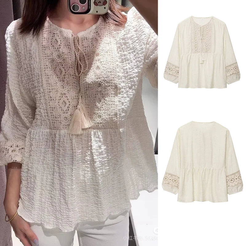 Elegant Loose O-Neck Summer Shirt for Women