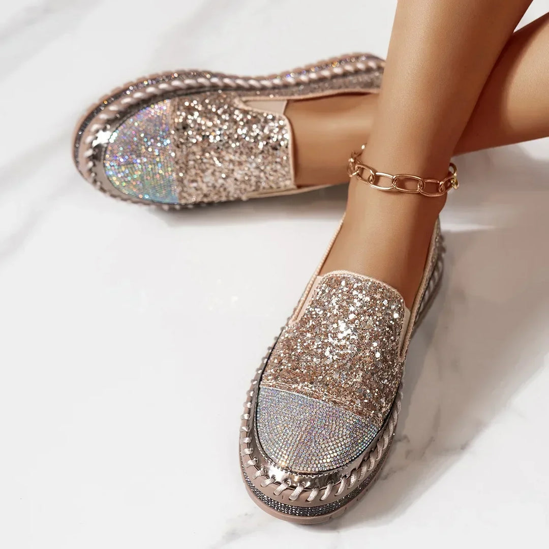 Women's Sequin Slip-On Sneakers Sparkle Casual Shoes